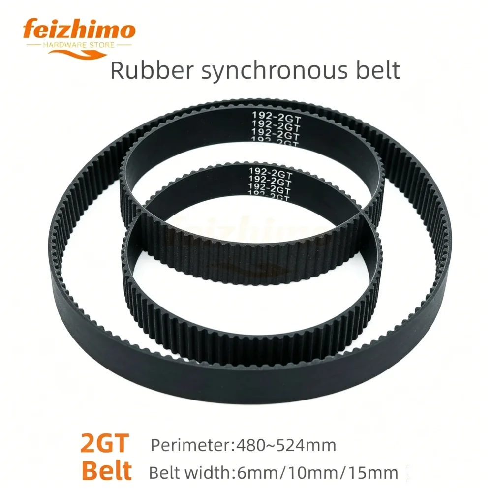 2GT GT2 Width 6/10/15mm Rubber Belt Synchronous Belt Circular Belt Circumference 480mm-524mm 3D Printer Accessories Suitable For