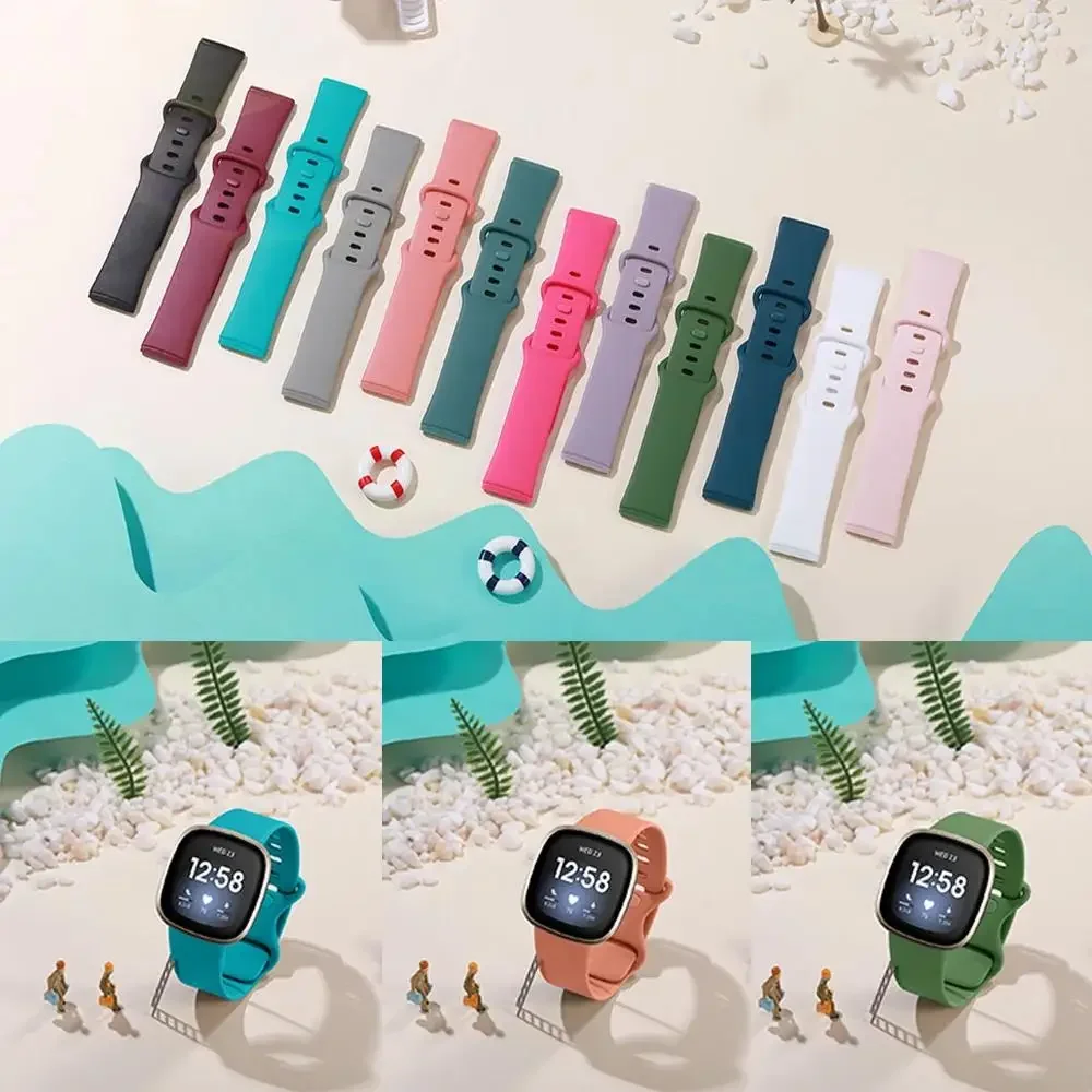Tali Silikon untuk Fitbit Versa 3 4 Gelang Pengganti Jam Tangan Pintar Olahraga untuk Fitbit Sense/Sense 2 Gelang Jam Olahraga Tahan Air