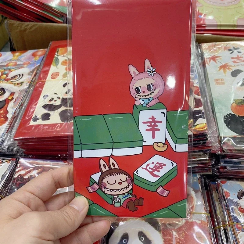 2025 New Year labubus is a red envelope, festive blessing bag, Spring Festival cartoon, cute New Year's Eve wallet red envelope