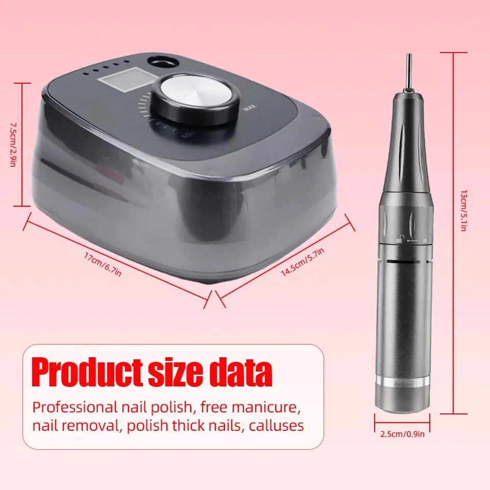 40000 RPM Professionnel Rechargeable Portable Nail Drill Électrique Polisseuse Manucure Machine Pour Acrylique Gel Ongles