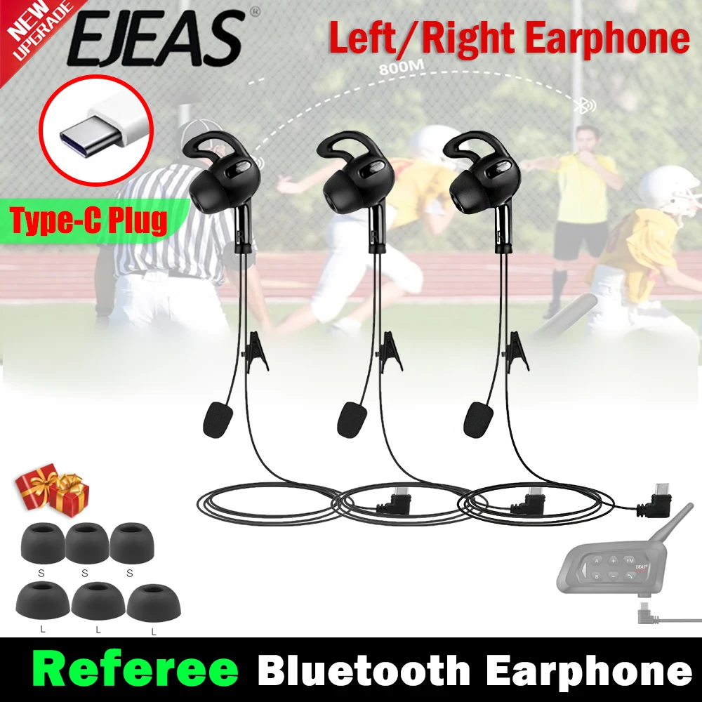 

3 Pieces Type-C Interface In-Ear Referee Headset Suitable For EJEAS V6C PRO+ EJEAS V4C Plus/V7 Bluetooth Intercom Accessories