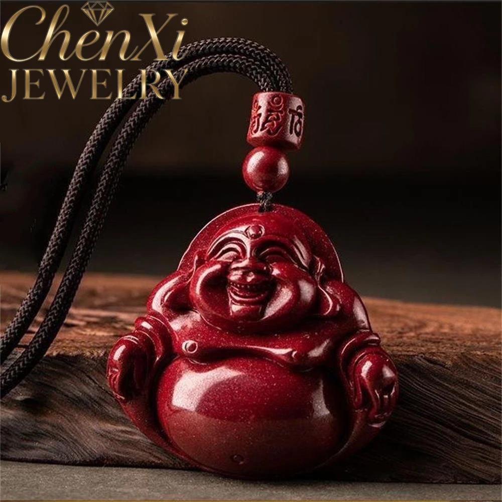 

High-end Cinnabar Big-bellied Maitreya Buddha Pendant Luxury Quality Fashion Jewelry Exquisite Elegant Amulets Mascots Popular