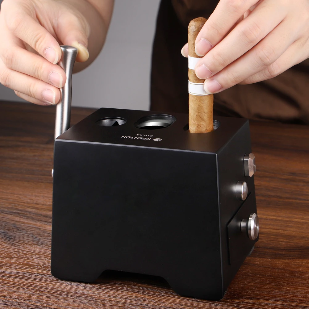 Professional stainless steel three-in-one desktop cigar cutter V-cut, straight cut