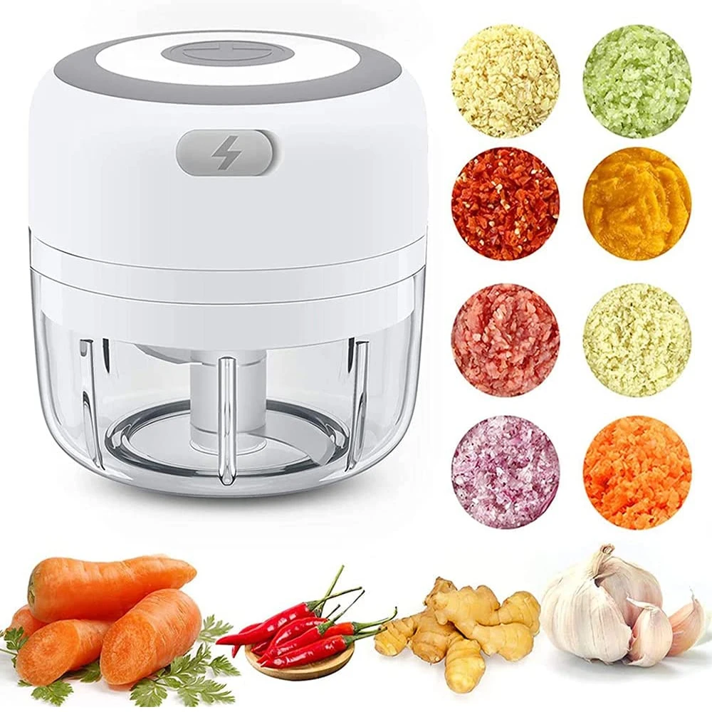 Electric Food Chopper Garlic Masher Presses Vegetable Meat Salad Onion Mincer Cutter Mini USB Charging Garlic Press Kitchen Tool