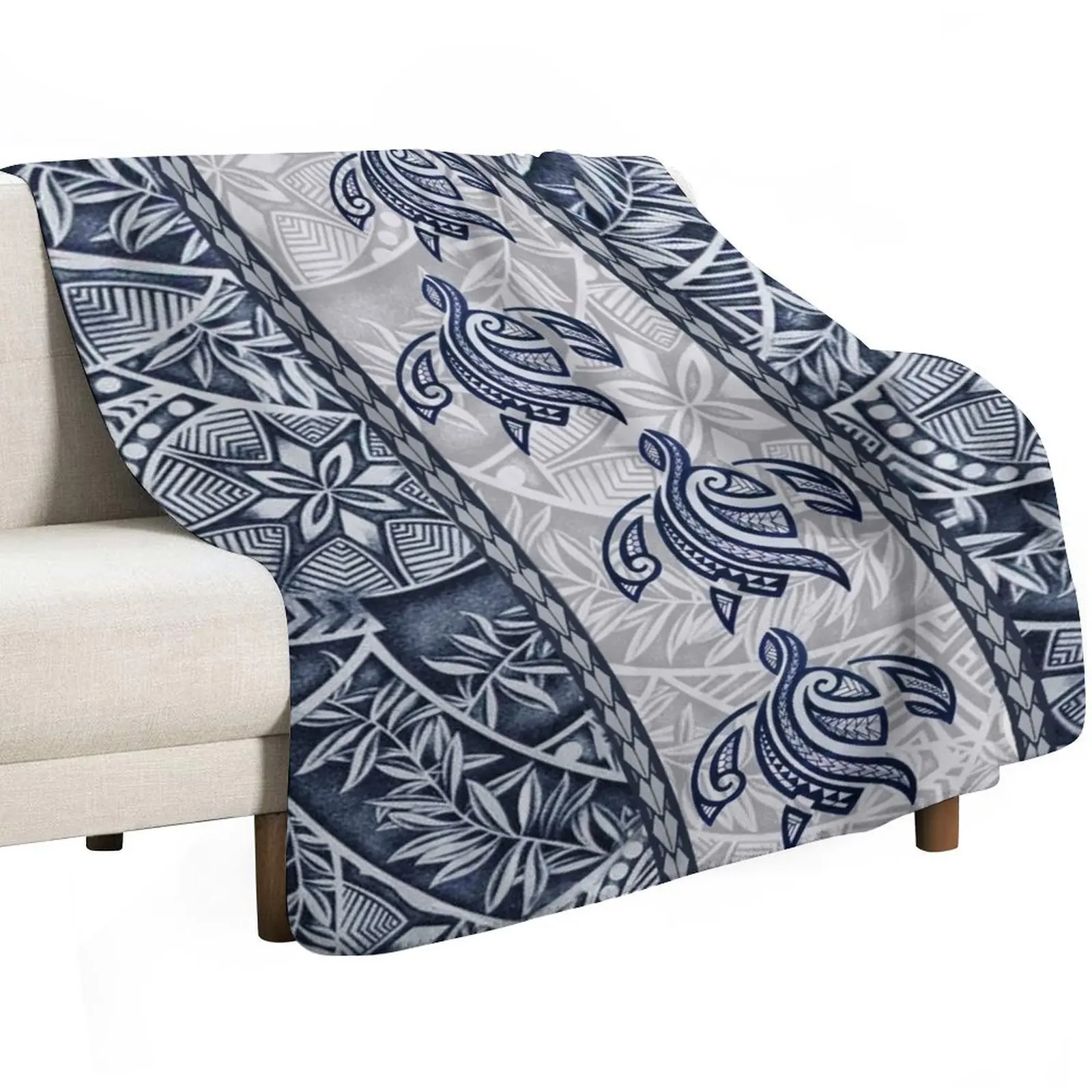 Ocean Blue Honu Tapa Fusion Throw Blanket Heavy christmas decoration Beach Beautifuls Blankets For Baby Moving Blankets
