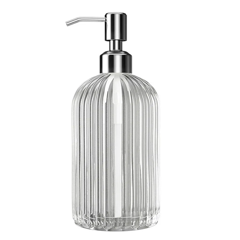 High Quality Large 18oz Manual Soap Dispenser Clear Glass Hand Sanitizer Bottle Containers Press Empty Bottles Bathroom#GH