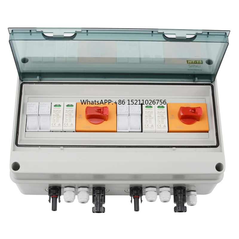 Dc Combiner Box 1000V 25A 2 In 2 Out 2 Strings Pv Combiner Box For Photovoltaic System Solar Panels