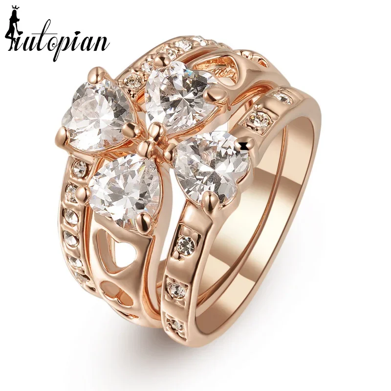 Iutopian Ring Wedding jewelry/3 piece rings for friends With Austrian Crystal Stellux #RG94627