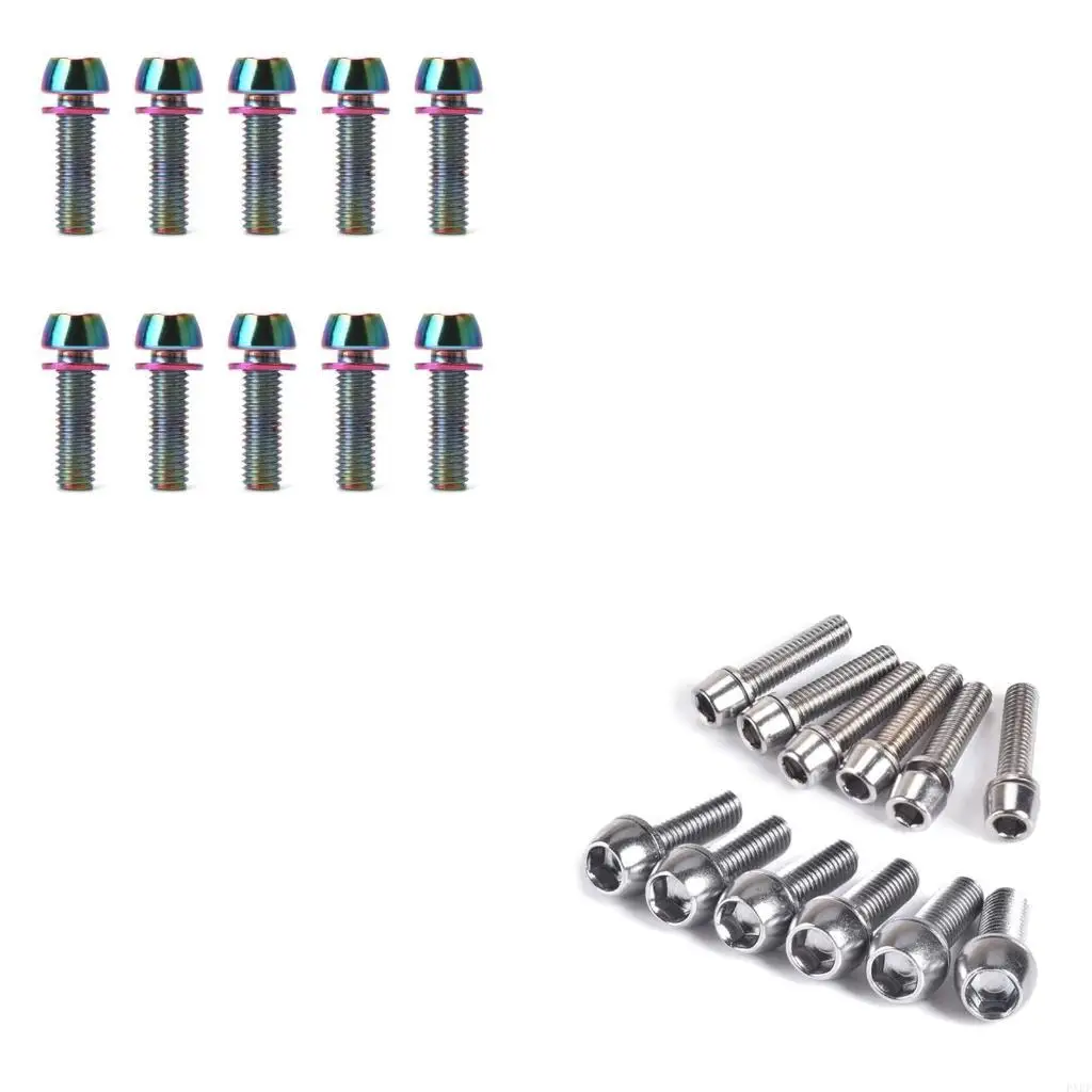 

10Pcs Bicycles Stem Bolts, Steel Bike Stem Screw 5x20mm/M6x20mm Bike Bolts Bike Handlebar Screw Socket Screw Stem Part
