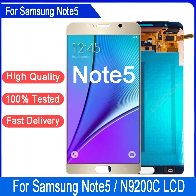 5,7-дюймовый ЖК-дисплей Super AMOLED для SAMSUNG Note5 N920A N9200 SM-N920 N920C, сменный преобразователь сенсорного экрана с рамкой
