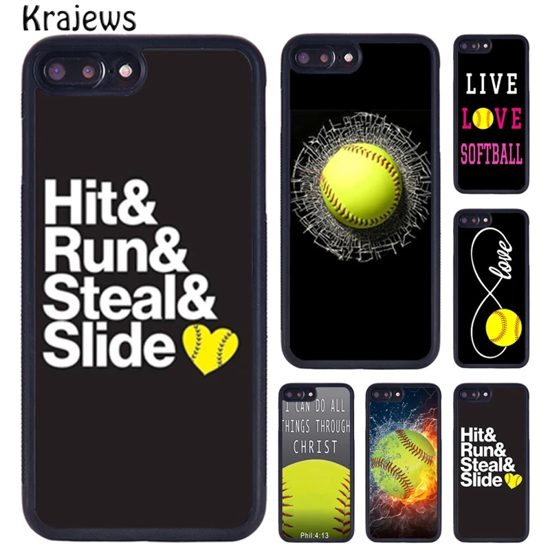 Krajews Softball Baseball Christian Quote Phone Case For iPhone 16 15 14 XR XS 11 12 mini 13 Pro MAX Plus cover coque