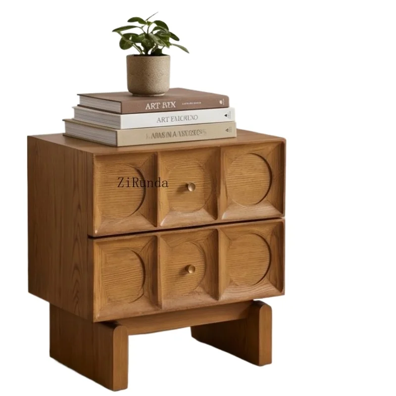 Style Solid Wood Five Drawer Bedside Table Modern Bedside Table Bedroom Furniture Locker Home Apartment Interior Furniture