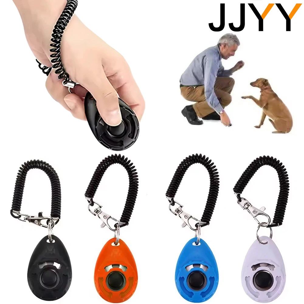 JJYY Solid Color Multifunctional Adjustable Pet Training Clicker Whistle Cat and Dog Trainer Clicker Wristband Sound Keychain