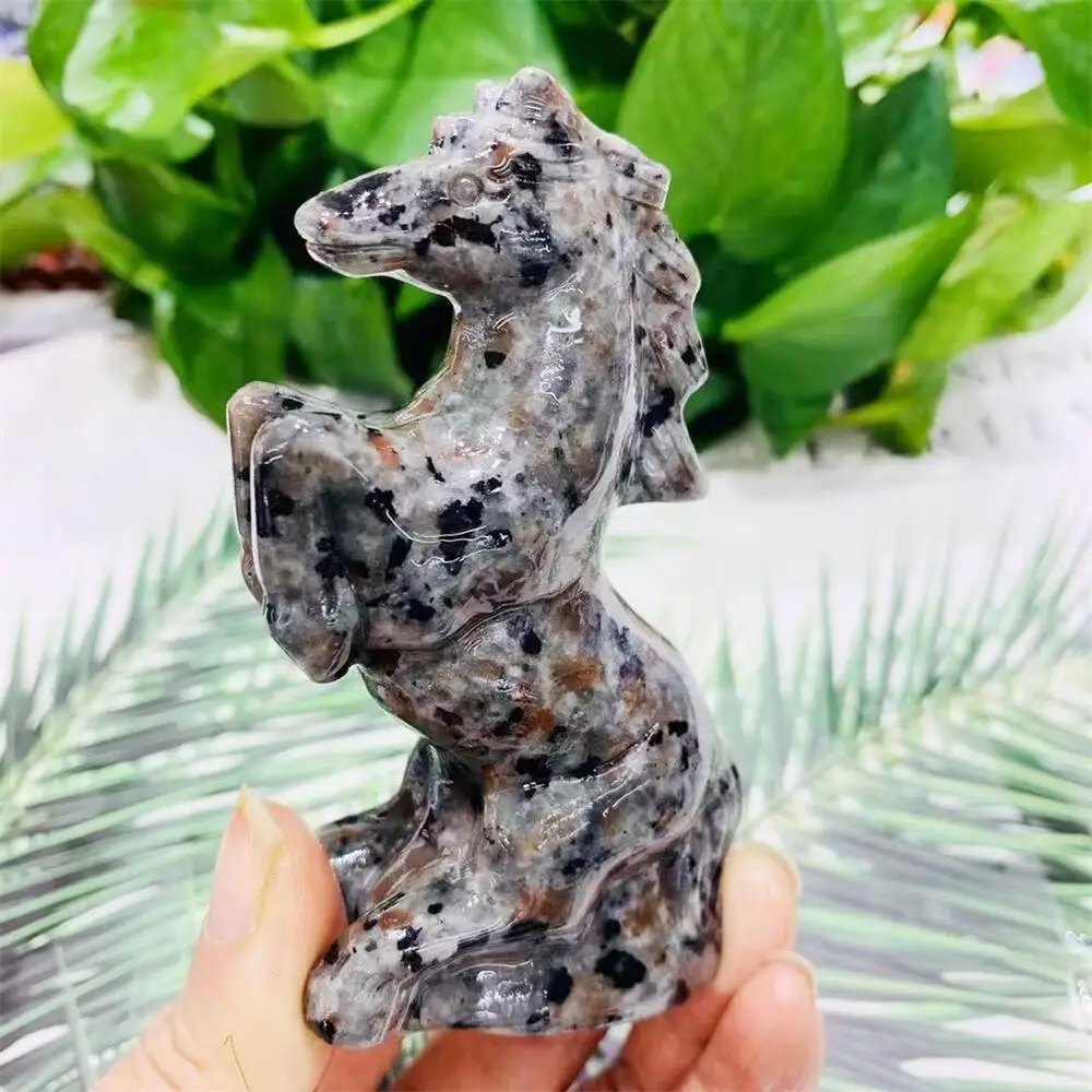 

Резная статуя Yooperlite с резьбой по лошади, натуральное животное, модное домашнее украшение, коллекционный подарок, 1 шт.
