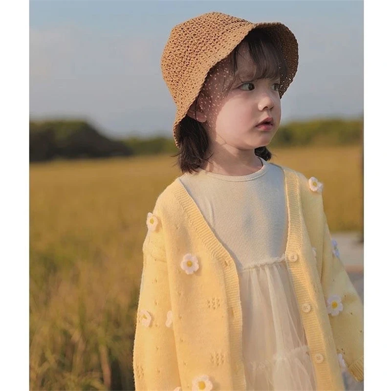 

Korean Girls Casual Loose Fitting Mink Velvet Sweater Jacket Autumn Winter Children Thicken Knitted Cardigan Solid Color Sweater