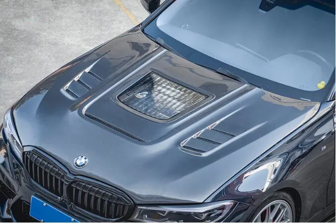 คาร์บอนไฟเบอร์โปร่งใสสำหรับ BMW G20 G28 2018 2019 2020 2021 2022 3Series ด้านหน้า Hood Vent ฝาครอบ