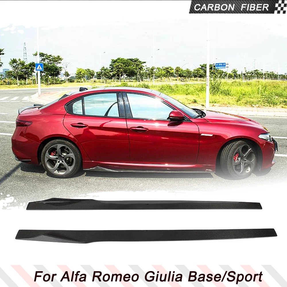 Carbon Fiber Side Skirts Fits for Alfa Romeo Giulia Base Sport Sedan 2015-2020 Under Door Rocker Panels Valance Extension Lip