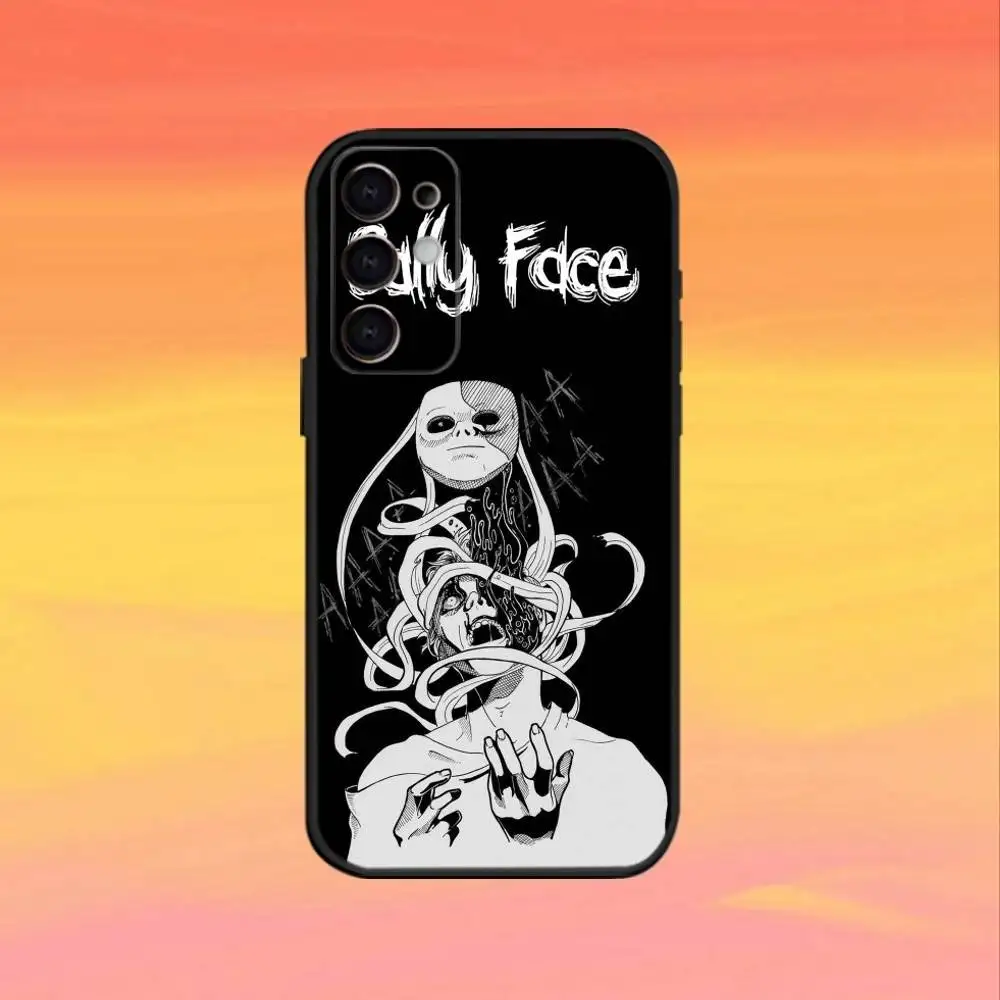 Funda de teléfono Cartoon S-Sally F-Face para Samsung S25,S24,S23,S22,S21,S20,Ultra,Plus,FE, funda suave negra