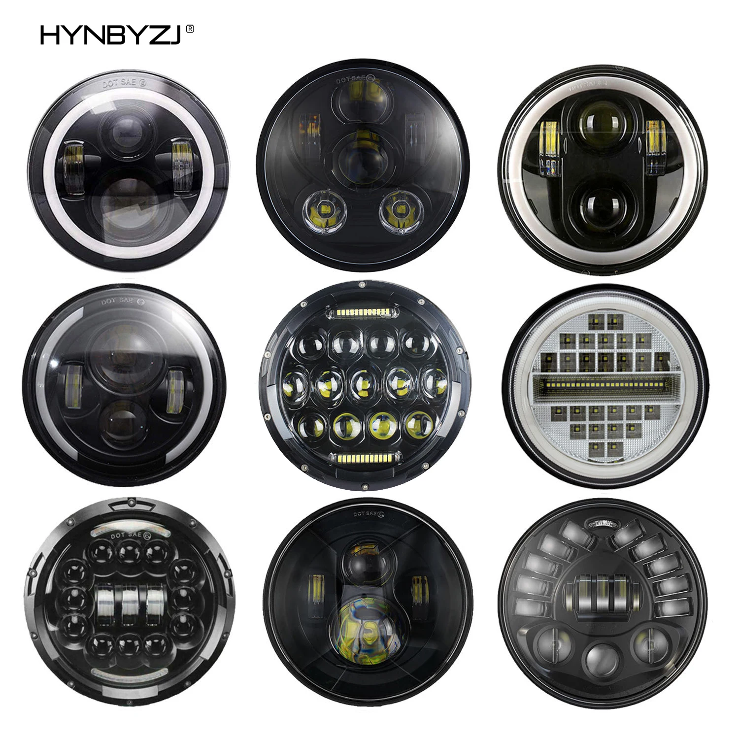 

Motorcycle 7 Inch Round LED Headlight Projector Halo Ring High Low Beam For 2012-2016 Harley FLD For Offroad Lada 4x4 Niva UAZ