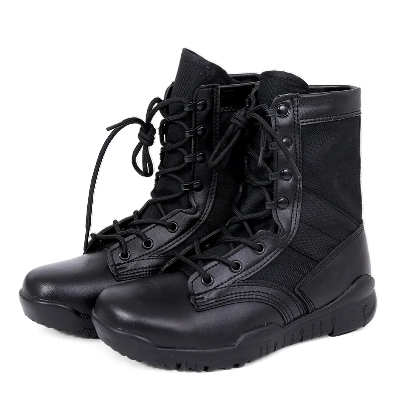 Summer Mesh Ultra-Light Breathable Slip Resistant Combat Boots Men Outdoor Martin Boot High-Top Training Land War Military Shoes