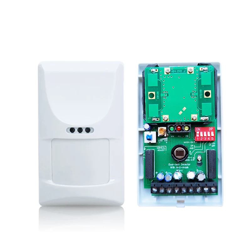 

Крытый PIR-микроволновая печь с двойной технологией, иммунитет к домашним животным, PIR-датчик движения, противоугонный детектор охранной сигнализации с переключателем защиты от несанкционированного доступа