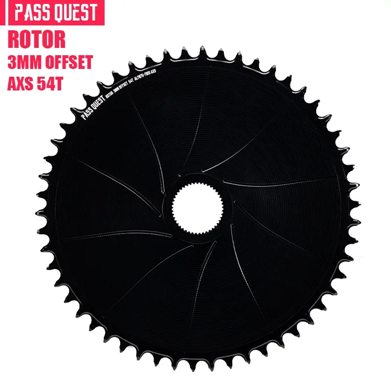 PASS QUEST 3 mm offset AERO rond smal breed kettingblad voor rotor VEGAST / ALDHU Direct Mount Crank AXS 12-speed ketting 42-54T - afbeelding 1
