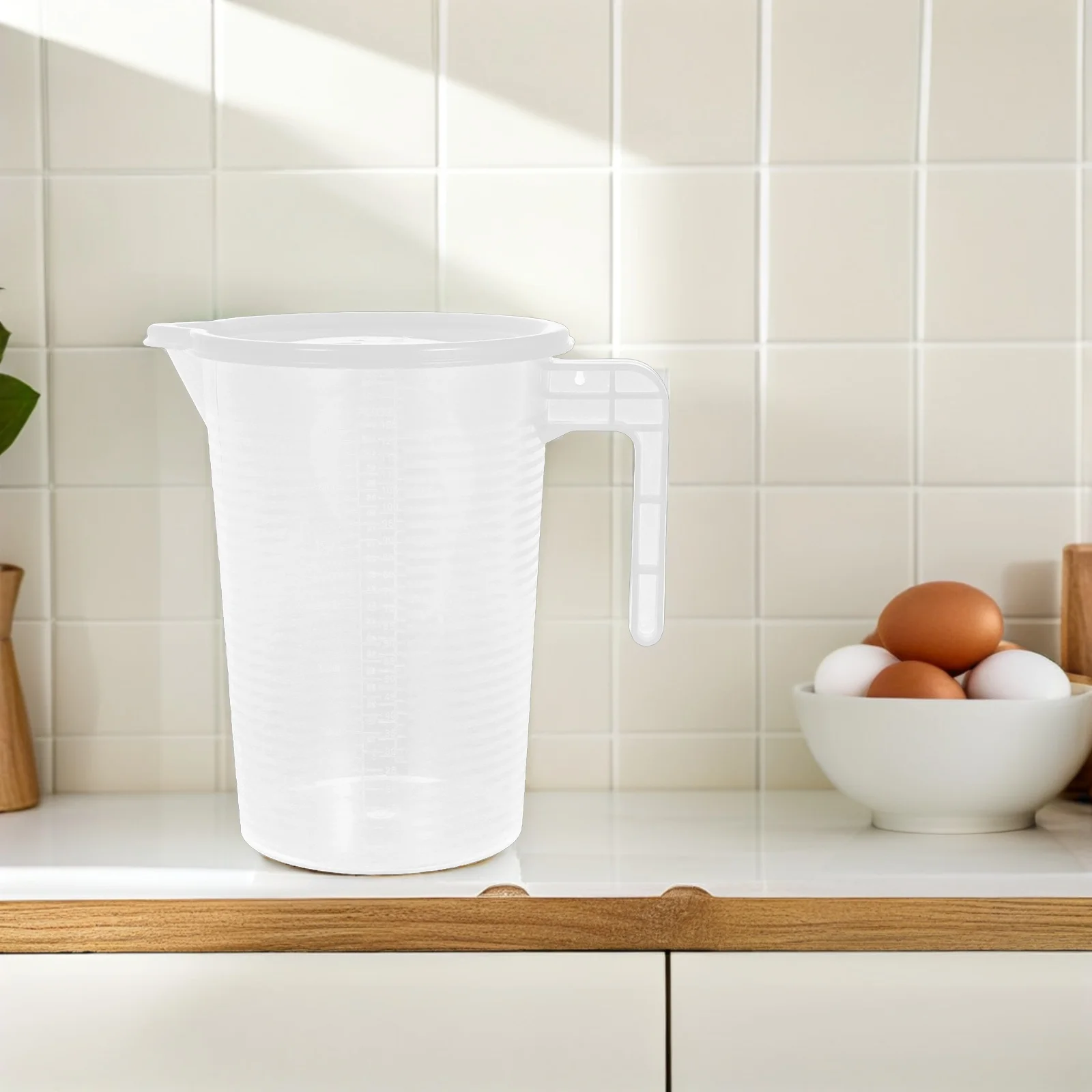 

2Pcs Transparent Measuring Jug Large Capacity Plastic Pitcher Accurate Scale Markings Sealed Lid Heat Resistant for Liquid