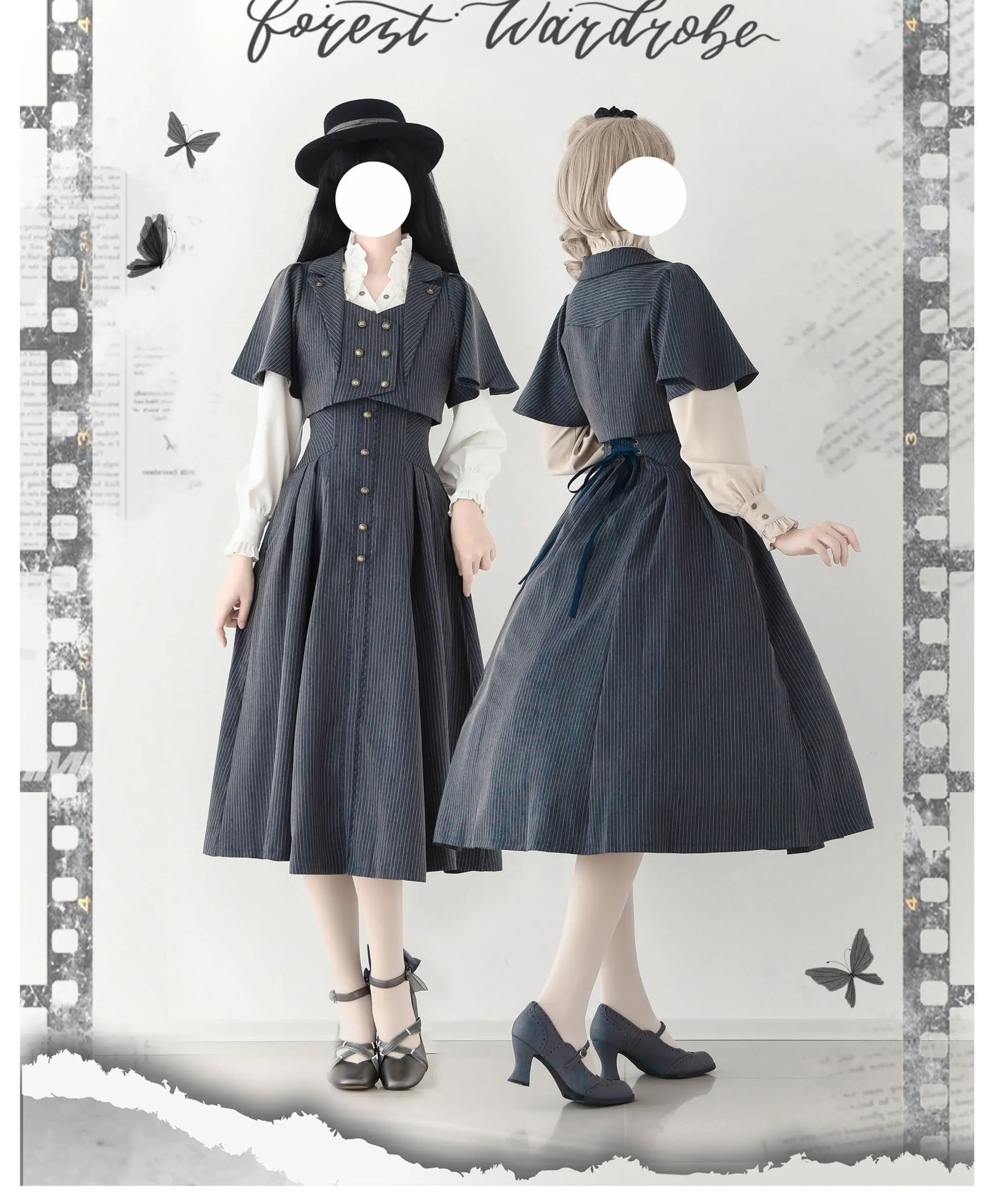 2026 ربيع جديد المرأة الوقوف طوق كم طويل قميص صغير معطف الرأس أنيقة الكلاسيكية تنورة طويلة الأصلي الرجعية تنورة مجموعة #1