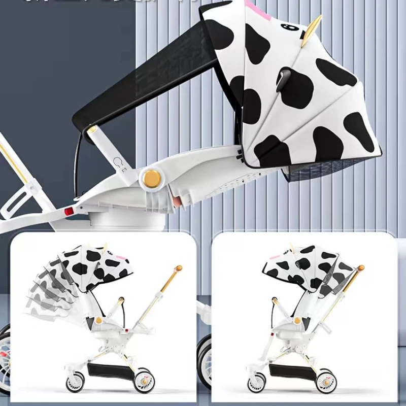 High view lightweight baby stroller bidirectional four wheels cart fold Can sit or lie down Baby stroller with baby comfort