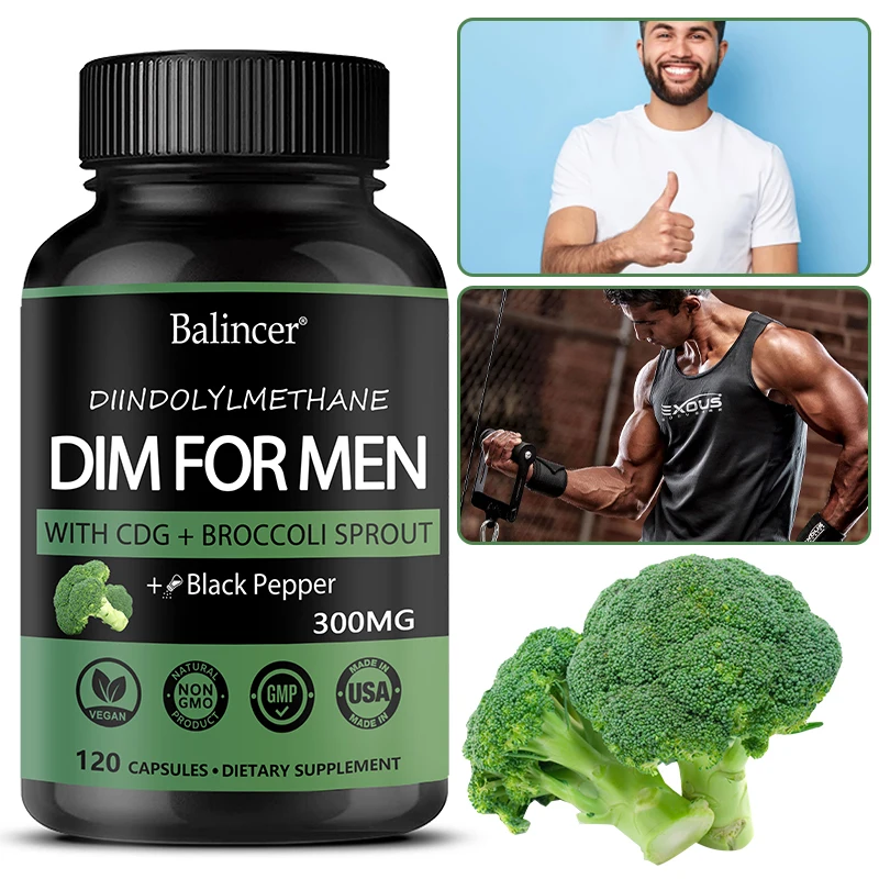 Men\'s DIM Complex Diindolylmethane Supplement - Enzyme Inhibitor for Liver Health, Lowering Cholesterol, Detoxification