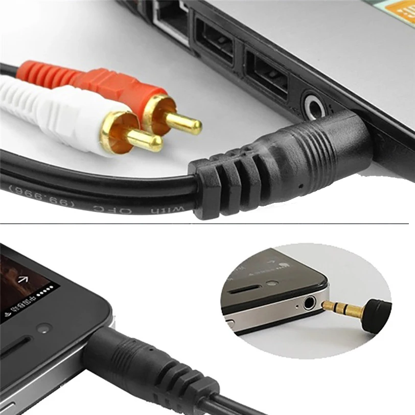 1.35M 3.5mm Stereo Male Jack to 2 RCA Male AV Music Audio Cable Cord AUX Cable for Mp3 Phone TV Sound Speakers