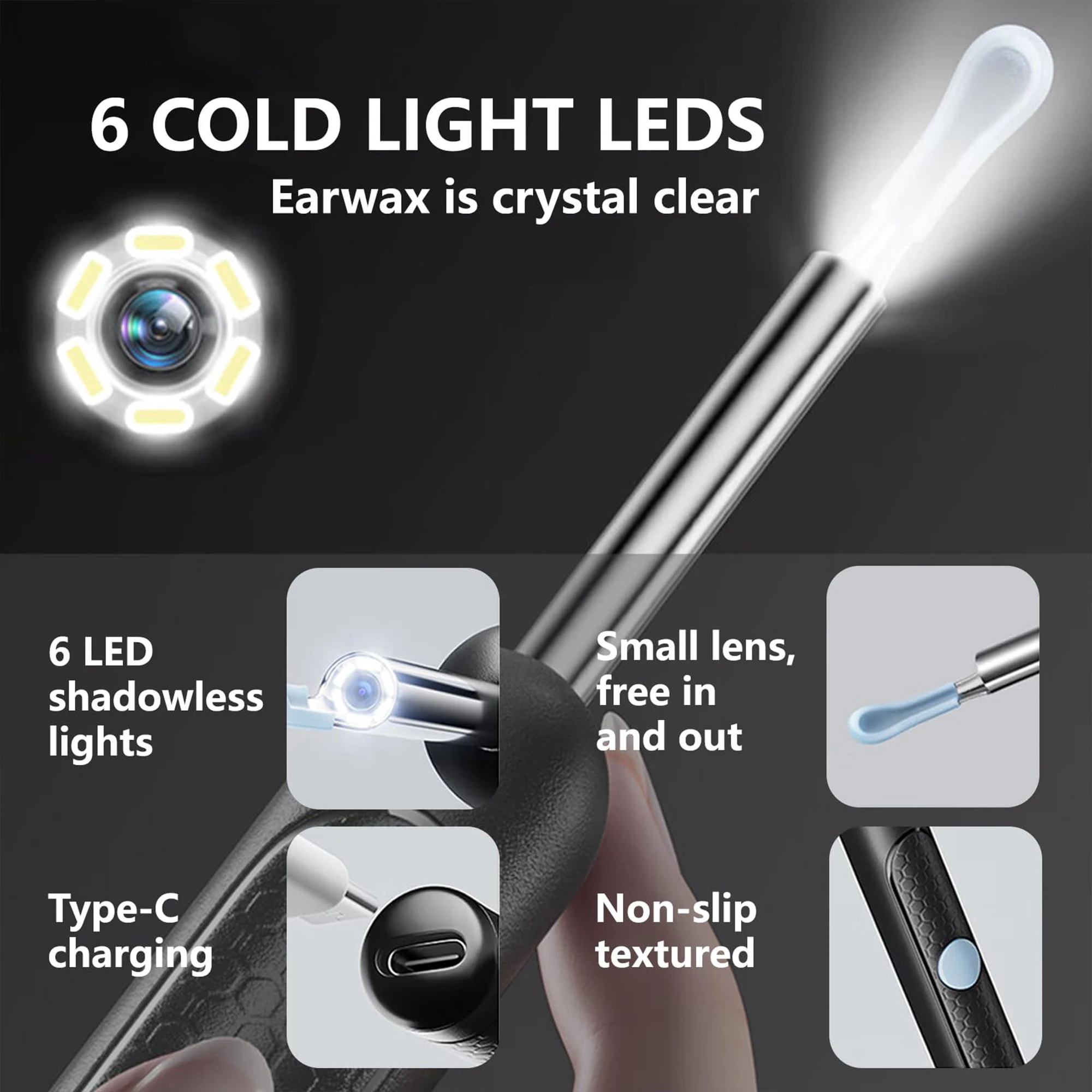 Ear Wax Removal,Ear Cleaner with 1080P CameraSmart Visual Earwax Cleaning Tool8 Pcs Ear Set,6 Ear Scoop Ear Tips Replacement