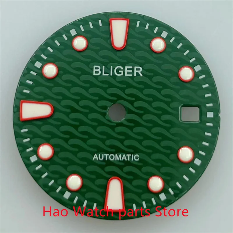 BLIGER 28.5mm black/ blue/green watch dial fit Miyota 8205 8215 821A ETA 2836/2824 Mingzhu DG2813/3804 movement