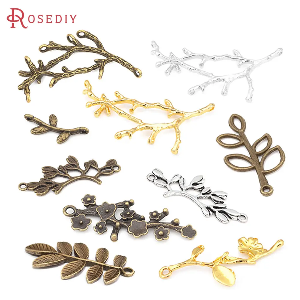 Zinc Alloy Tree Leaf Leaves Flower Branch Charms Pendants Diy Jewelry Making Supplies Necklace Earrings Accessories for Women