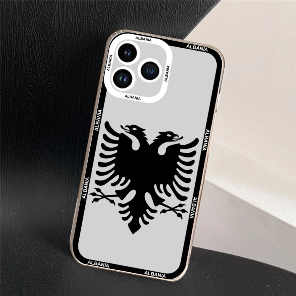 Funda de teléfono con bandera de Albania, carcasa transparente para iPhone 11 12 Mini 13 14 15 Pro Max