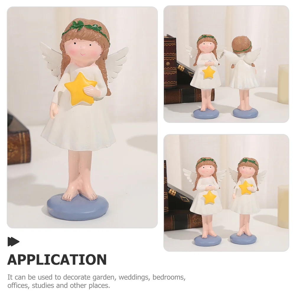 

2Pcs Resin Angel Figurines Chic Mini Sculpture for Home Garden Wedding Decoration Delicate Resin Crafts Decor Angel Decoration