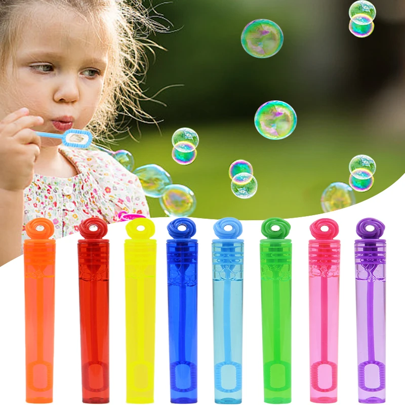 

8pcs Mini Cute Bubble Tube Toy With Foaming Solution Kids Birthday Favors Gifts School Pinata Rewards Wedding Guests Souvenirs