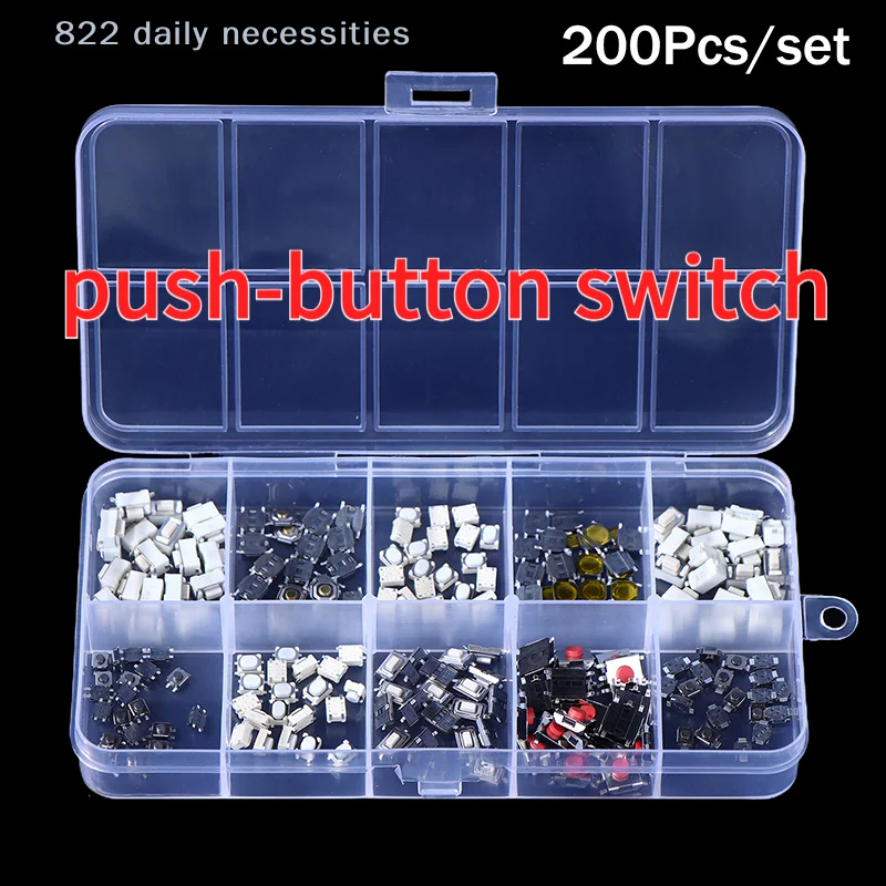 convenient200pcs 10 Types Durable Car Remote Control Tablet Actile Push Button Switch Car Keys Button Touch Microswitch With Box