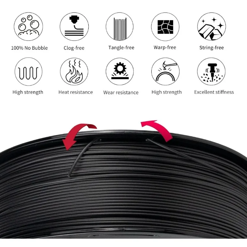 Pc Koolstofvezel Polycarbonaat Filament Verbeterde Sterkte Taaiheid Koolstofvezel Pc Filament, Hoge Uv/Hittebestendigheid 1Kg (2,2lbs)