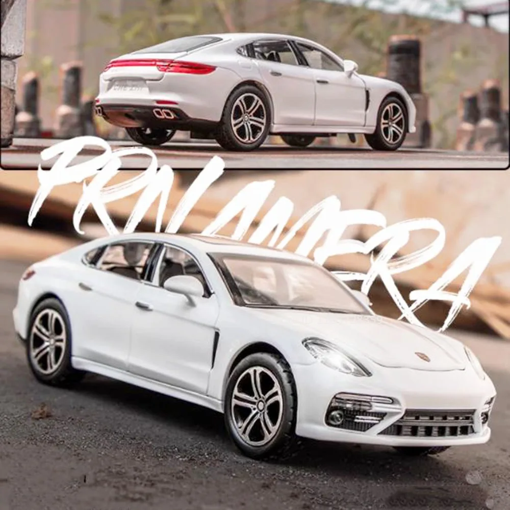 1:32 Panamera Macan Miniatur-Spielzeugautomodelle, Legierung, Druckguss, Supercars, Ton, Licht, Türen geöffnet, zurückziehbar, Geburtstagsgeschenke für Kinder