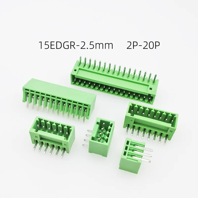 10 أزواج المسمار الحرة المكونات نوع محطة KF2EDGKD-2.5 دبوس مستقيم/دبوس منحني ذكر/موصل سالب 15EDG-2.5