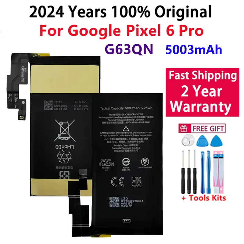 100% Original High Quality G63QN 5003mAh Phone Replacement Battery For HTC Google Pixel 6 Pro Pixel 6Pro Batteries Fast Shipping