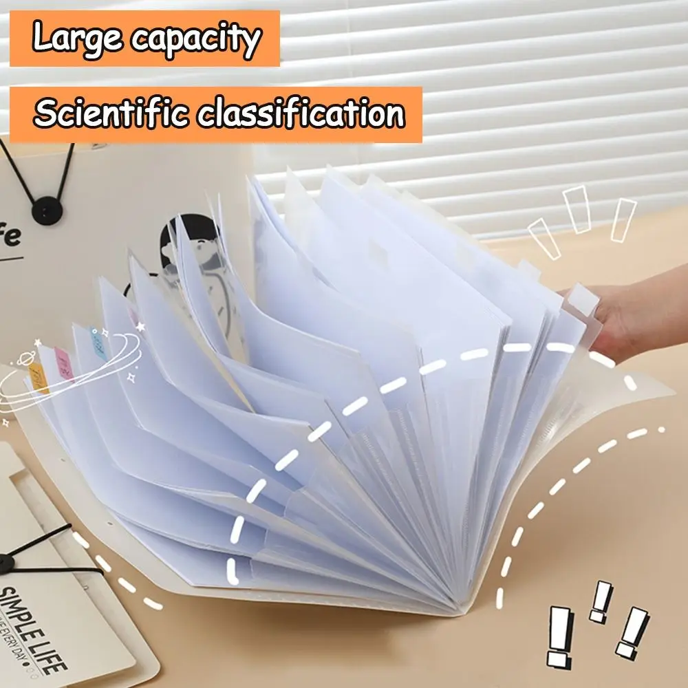 PP A4 File Folder Large Capacity Document Bag A4 Paper Storage Bag Classification Folder 5/8/12 Pockets File Organizer