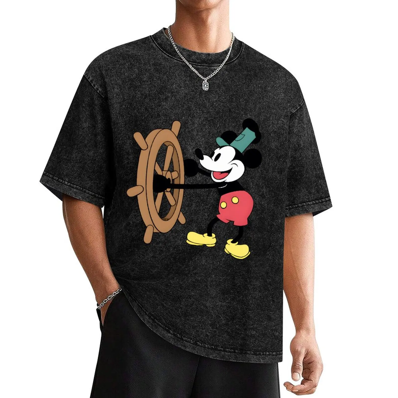 

Mickey Steamboat Willie (public domain) T-Shirt cute tops funny shirt cotton t shirt men 100℅ cotton