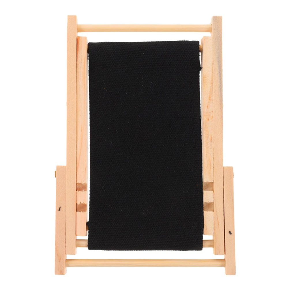 

Beach Chair Phone Holder Black Wood Foldable Cellphone Stand Desktop Decoration Mini Furniture Toy Adjustable Smartphone Stand