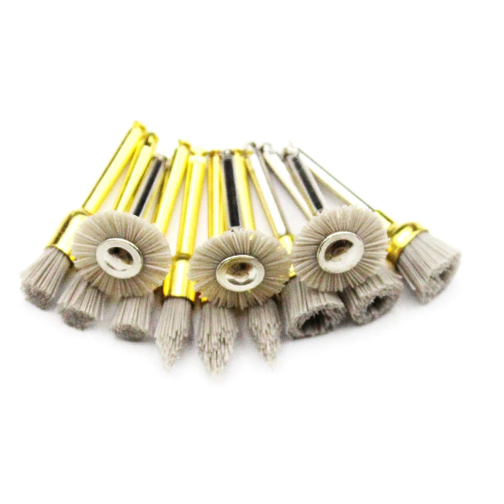 

10pcs/bag Silicon carbide Polishing Brush for Dental or Alumina Latch Bowl Flat Teeth Polisher Prophy Brushes for Contra Angle