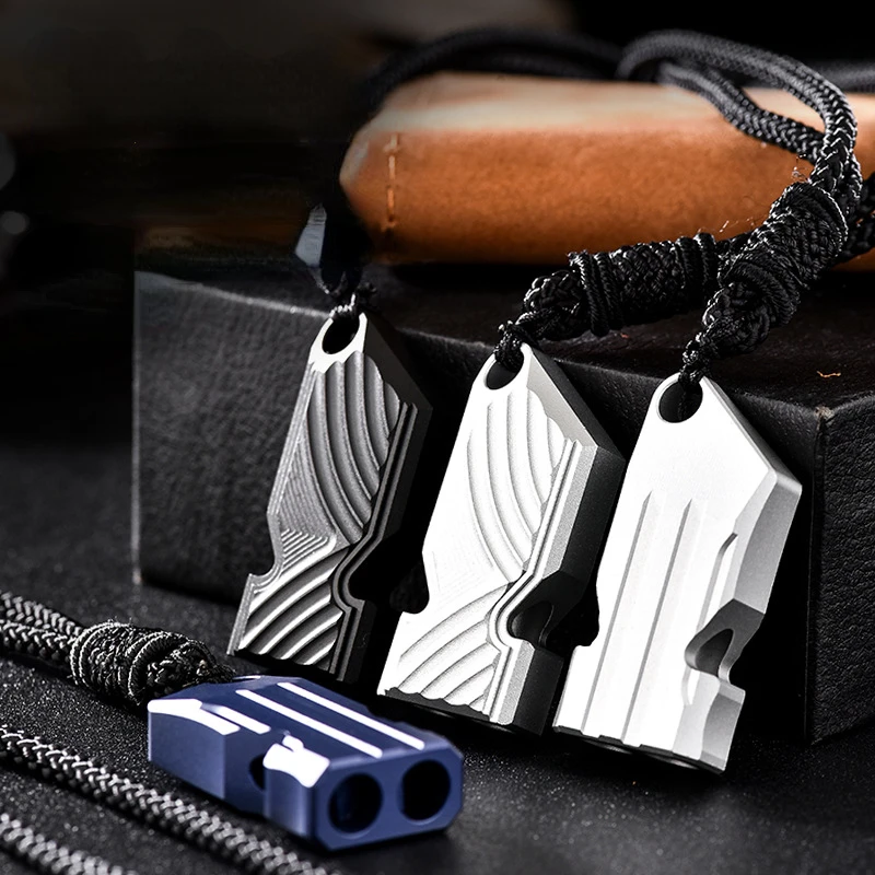 Aluminum Alloy Dual Whistle Outdoor High Audio Outdoor Adventure Survival Metal Whistle