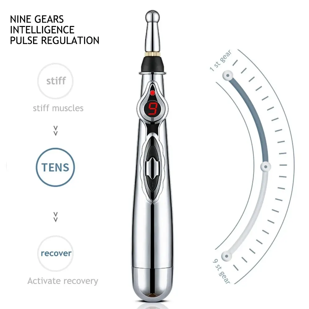 Women 9 Gears Body 5-in-1 Back Arm Energy Meridian Tired Electric Pen Muscle Relax Body Deep Tissue Massage Tool New 2024 Men