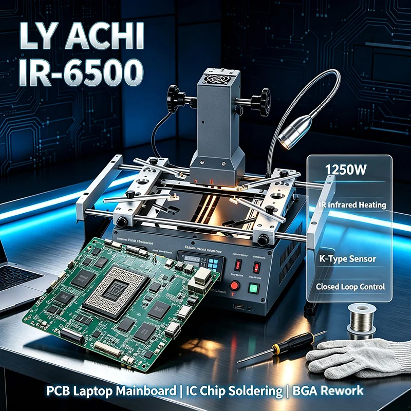 LY ACHI IR‑6500 Infrared BGA Rework Station Professional Chip Soldering Machine For PCB Laptop Mainboard IC Repair SMD Reballing