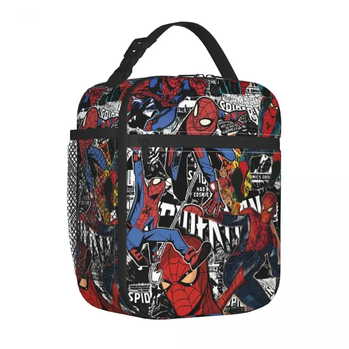 Custom Spider Man Collage Insulated Lunch Bags for School Office Food Portable Thermal Cooler Bento Box Women Kids